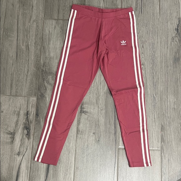 Adidas Pink Leggings with White Stripes - Picture 1 of 4